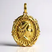Cavill - Zilveren Hanger - 925 Sterling Zilver Verguld - Elegante Ovale Cameo - Lichtgewicht 4,53g - Vintage Stijl Sieraad