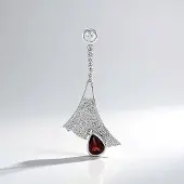 Cavill - Zilveren hanger met 1,235 ct Mozambique granaat - 925 Sterling zilver geplatineerd - Peervormig briljant - Elegante dames sieraden