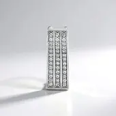 Cavill - Zilveren Hanger 925 Sterling Zilver - 39 Cambodjaanse Zirkonen 0 778 ct - Rechthoekig Elegant Pavé 25x9 mm - MONOSONO Collection