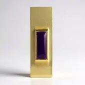 Cavill - Zilveren Hanger - 925 Sterling Zilver Verguld - Paarse Chalcedoon 3 4 ct - Baguette Cabochon - Modern Elegant Design - 36x11 mm
