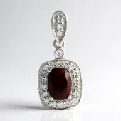 Cavill - Zilveren Hanger 925 Sterling Zilver - Rode Tijgeroog Cabochon 1,97 ct - Witte Topaas 0,46 ct - Vintage Elegant Sieraad