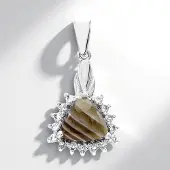 Cavill - Elegante Hanger - 925 Sterling Zilver - Botswana Agaat 1 37 ct Triljant Cabochon - Witte Topaas 0 265 ct Rond Briljant