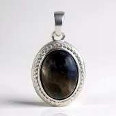 Cavill - Zilveren Hanger met Ovale Pietersiet 7,634 ct - 925 Sterling Zilver - Natuurlijke Aardetinten - Elegant Dames Sieraad - 31x18 mm