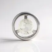 Cavill - Zilveren Hanger 925 Sterling Zilver - Witte Kwarts Rond Slijpsel 1 653 ct - Elegante Prong Zetting - Monosono Collection - 14x14 mm