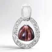 Cavill - Zilveren hanger met rode tijgeroog 3,25 ct & witte topaas 0,36 ct - 925 Sterling zilver - Druppelvormig - Elegant sieraad