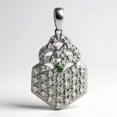 Cavill - Zilveren Hanger - 925 Sterling Zilver - Bosgroene Zirkon 0.035 ct Rond briljant - 37 Zirkonia - Elegant Filigraan