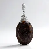 Cavill - Zilveren hanger - 925 Sterling Zilver - Dinosaurus Kwarts 17,95 ct Ovaal & Witte Topaas 0,026 ct - Elegant Filigraan Design