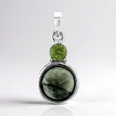 Cavill - Zilveren Hanger 925 Sterling Zilver Platina Coating - 2.25 ct Mariposiet en 0.252 ct Peridoot - Elegante Groene Edelstenen - Rond