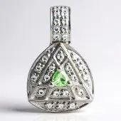 Cavill - Sterling Zilver Hanger - 0,11 ct Mozambique Toermalijn Triljant - 28x Witte Topaas 0,155 ct - Elegant Edelstenen Sieraad voor Dames