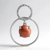 Cavill - Elegante Zilveren Hanger 925 Sterling - Brazilliaanse Kattenoog Scapoliet 2,11 ct & 14 Witte Topazen 0,073 ct - Ronde Cabochon