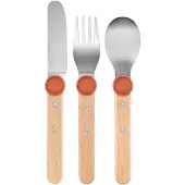 Opinel Le Petit Gourmet 3256 Coral Red, 3-delige kinderbestekset