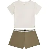 G-Star Korte pyjama 'Tee and Short Pyjamas Set' olijfgroen / gemengde kleuren / wolwit