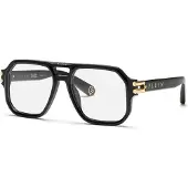 Philipp Plein Bril VPP148M 57/18/145 Glanzend Zwart Acetaat MAN VPP148M