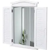 Mendler Wandspiegel Badkamerspiegel Badkamerspiegel venster met luiken, 71x46x5cm ~ shabby white