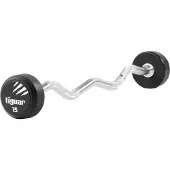 Tiguar PolyurethanCurlhalter 15 kg – verchroomde, gebogen stang met geribbeld handvat, stootvast polyurethaan gewicht, ergonomisch en antislip