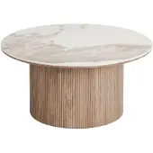 House Nordic Salontafel Athens - Rond Keramisch Wit/Bruin - Ø80x40cm
