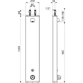 Delabie Du-Elem. SECURITHERM thermostaatkraan, 6V batterij, aluminium, aansluiting bovenkant