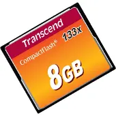 Transcend TS8GCF133 133X CompactFlash, 8 GB. (CompactFlash-geheugenkaart)