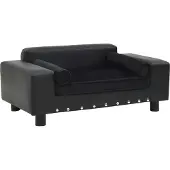 Syfax Hondenbank 81x43x31 cm pluche en kunstleer zwart