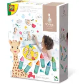 SES Creative - Sophie la girafe – Badkrijtjes met vormen - eindeloos speelplezier in bad - kleurrijke krijtjes – foam figuren – badspeelgoed – vanaf 24 maanden