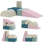 AIYAPLAY Zachte Speelset voor Kinderen Fluweel 61L x 40,6B x 60H cm Roze+Groen+Beige+Blauw