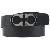Ferragamo Zwarte Kalfslederen Bos Taurus Regular Riem