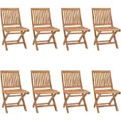 vidaXL Tuinstoelen 8 st inklapbaar met kussens massief teakhout