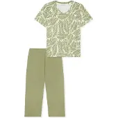 Schiesser Pyjama 'Comfort Essentials' groen / offwhite