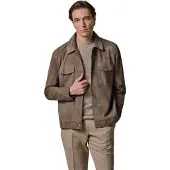 Profuomo Overshirt bruin leer regular fit