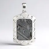 Cavill - Zilveren Hanger - 925 Sterling Zilver - Aletai Meteoriet 4,505 ct - Achthoekig Uniek Robuust - Heren Dames Sieraad 38x19 mm