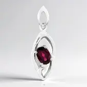 Cavill - Zilveren Hanger - 925 Sterling Zilver met Palladium - Mozambikaanse Roshoit granaat 0,83 ct ovaal - Elegant en duurzaam sieraad