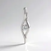 Cavill - Elegante 925 Sterling Zilveren Hanger - Platina Verguld - Cambodjaanse Ronde Zirkoon 0,335 ct - Filigrain Design 26x6 mm