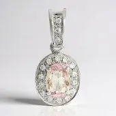 Cavill - Zilveren Hanger met Roze Toermalijn 0,72 ct en 925 Sterling Zilver Platina Verguld - 17 Cambodjaanse Zirkonen 0,216 ct