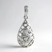 Cavill - Zilveren Hanger 925 Sterling Zilver - Tanzaniaanse Zirkon 0,084 ct - Elegante Druppel Filigraan Design - Sieraden met Zirkonia Rond 27x11 mm