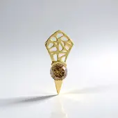 Cavill - Luxe Gouden Hanger - 9K Geel Goud - 0,23 ct I2 Champagne Diamant Ronde Briljant - Filigraan Design - Elegante Sieraden