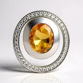Cavill - Zilveren Hanger met Citrien 2,172 ct Ovaal - 925 Sterling Zilver - 42 Zirkonen 0,265 ct Rond - Elegante Dames Ketting Hoogglans