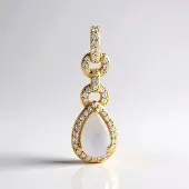 Cavill - Zilveren hanger 925 Sterling Zilver verguld - Australische peervorm opaal 0,76 ct - 44 pavé zirkonia 0,31 ct - Elegant damessieraad
