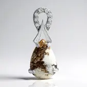 Cavill - Zilveren hanger - 925 Sterling Zilver - 4,52 ct Magnesiet peervormig cabochon - 0,2 ct Witte Topaas pavé - Elegante sieraden