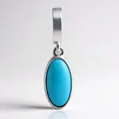 Cavill - Zilveren Hanger - 925 Sterling Zilver Platina Geplateerd - 1,3 ct Arizona Turkoois Ovaal Cabochon - Handgemaakt Elegant Dames Sieraad