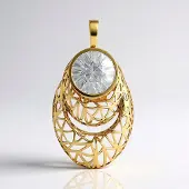 Cavill - Gouden Hanger 375 Geelgoud - Cambodjaanse Zirkoon 2,679 ct - Elegante Filigraan Hanger met Ronde Briljant Slijpsel - Luxe Sieraad