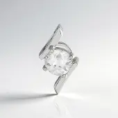Cavill - Zilveren Hanger - 925 Sterling Zilver Geplatineerd - Rode Ronde Briljantgeslepen Zirkoon 0,65 ct - Minimalistisch Modern Design 14x8 mm