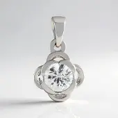 Cavill - Zilveren Hanger - 925 Sterling Zilver Geplatineerd - 1,026 ct Cambodjaanse Zirkoon Ronde Briljant - Elegant Modern Design 17x11 mm