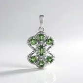 Cavill - Zilveren hanger - 925 Sterling Zilver - Groene Apatiet 1 251 ct - Bloemvormig design met Zirkonia - Elegant & Natuurlijk