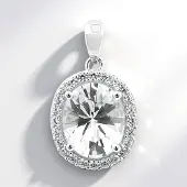 Cavill - Zilveren Hanger - 925 Sterling Zilver - 3 Karaat Ovale Danburiet en 24 Briljant Zirkonen - Elegante Dameshanger 22x13 mm