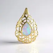Cavill - Gouden Hanger - 9K Geel Goud - Welo-opaal 0,675 ct Peervormig - Elegante Filigraan Bezel - Dames Sieraad 22x15 mm
