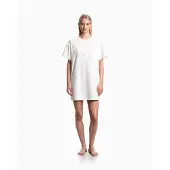 Emporio Armani Dames Eenvoudige witte jurk (M), Casual, Katoen, Strandkleding, Korte mouwen EW004078_AF20244