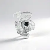 Cavill - Zilveren hanger - 925 Sterling zilver platina verguld - Ethiopische Mezezo opaal 0,47 ct ronde cabochon - stijlvol bezel ontwerp