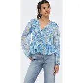 ONLY Blouse 'ONLVictoria' ecru / blauw / pastelblauw / olijfgroen