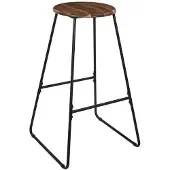 HowHomely SOTO - Barstoel - Acaciahout - Metalen Frame - Industrieel