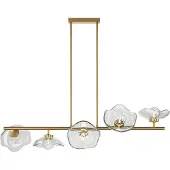 Maytoni Hanglamp met glazen decoratieve lampenkappen, model MIRACLE, messing en transparant glas, 5xG9x28W, glasafmetingen: 84,4x110x30,9 cm, IP20, merk